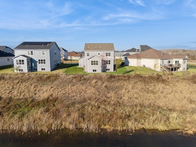 view of yard with a water view