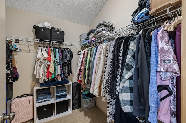 spacious closet with carpet flooring