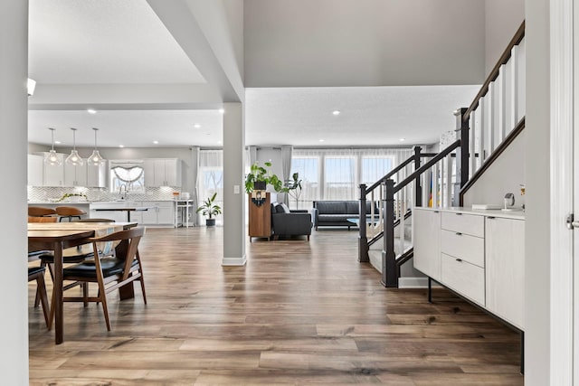 foyer entrance with wood-type flooring