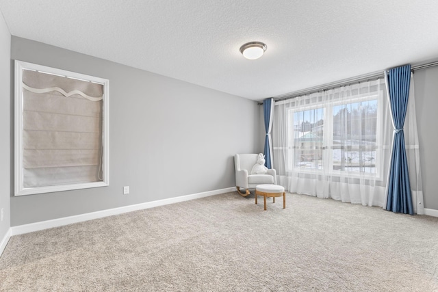 unfurnished room featuring a textured ceiling and carpet