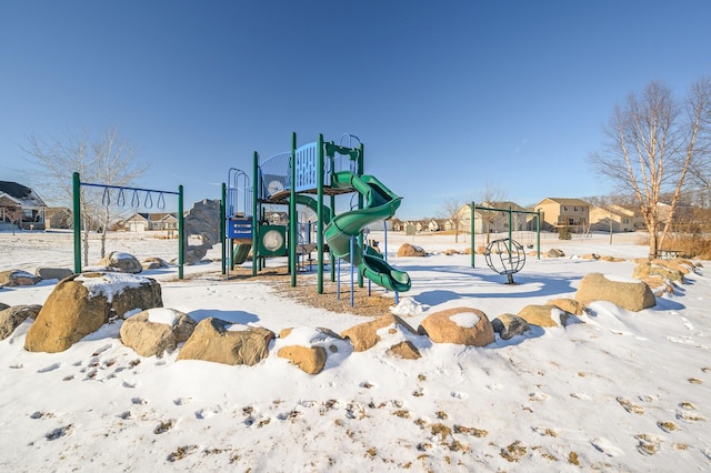 view of snow covered playground