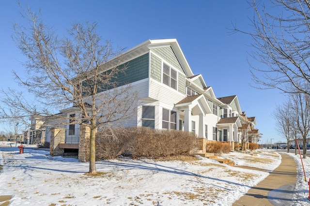 view of snow covered exterior