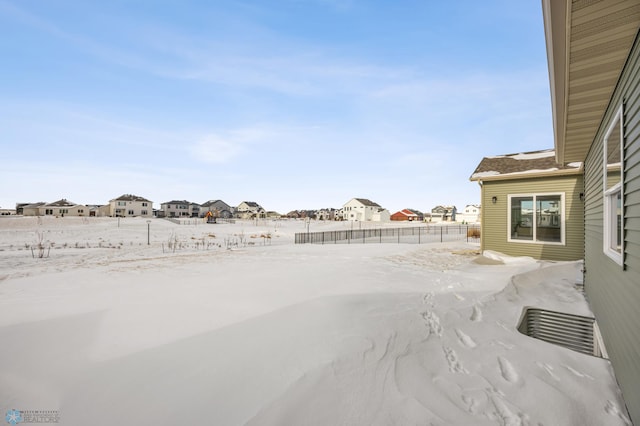 view of snow covered patio