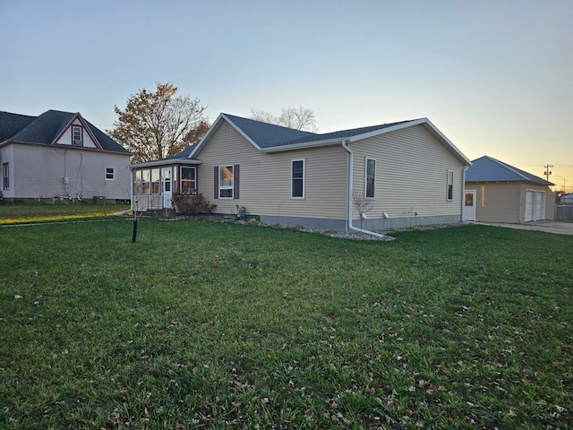 exterior space with a yard