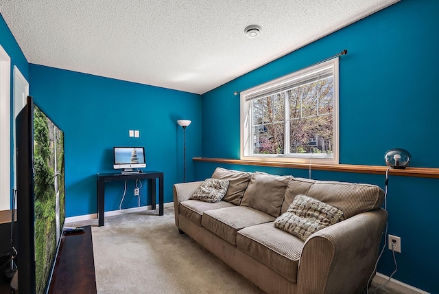 9668 Unity Ln N, Brooklyn Park, MN 55443 - carpeted living area with baseboards and a textured ceiling