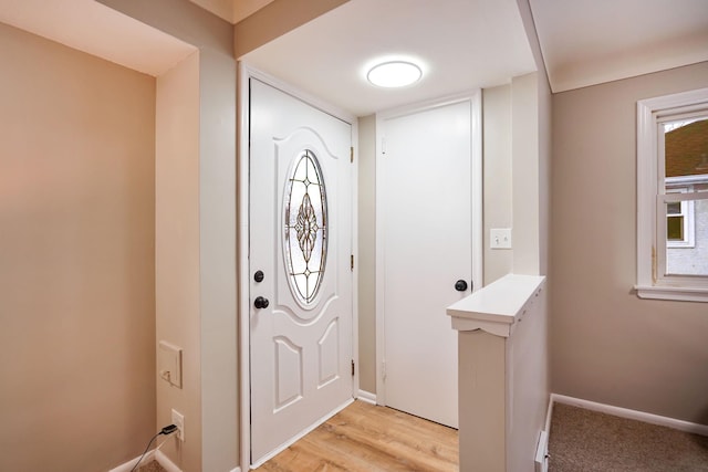 foyer entrance featuring light hardwood / wood-style floors