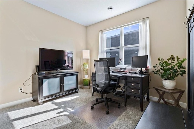 office area with light colored carpet