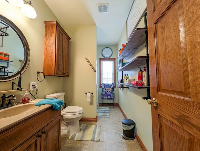 bathroom featuring tile patterned floors, toilet, and vanity