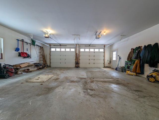 garage with a garage door opener