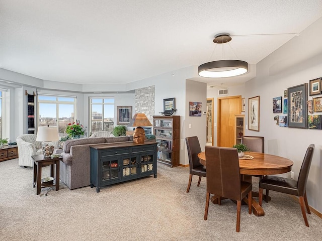 view of carpeted dining room