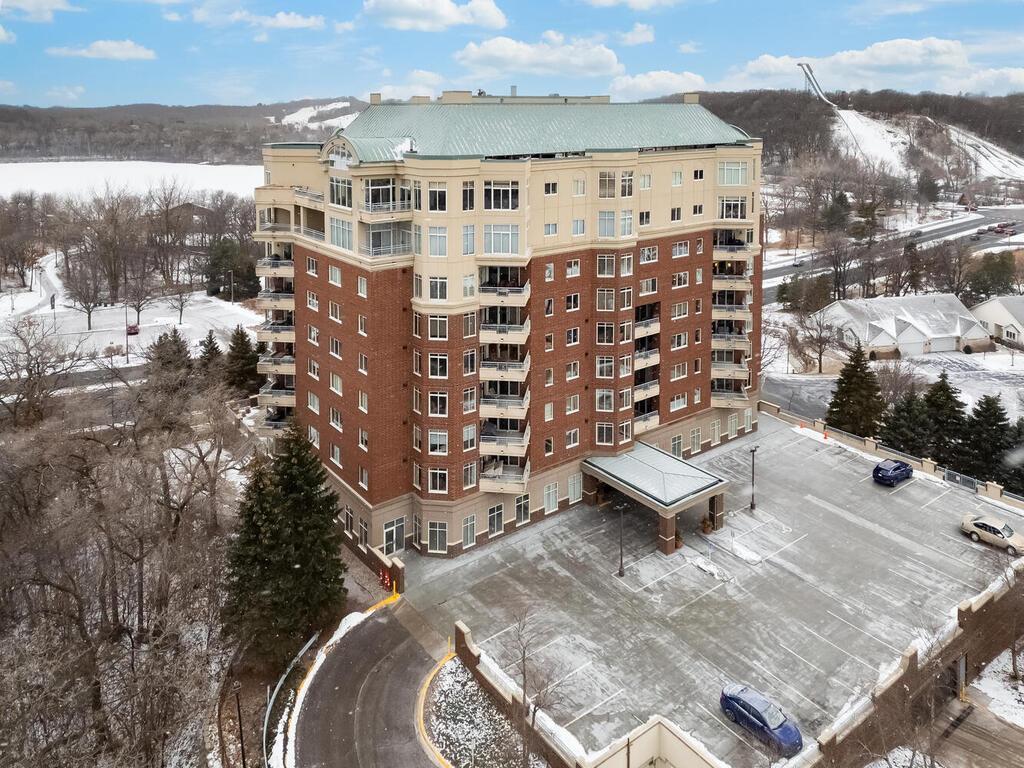 view of snow covered building