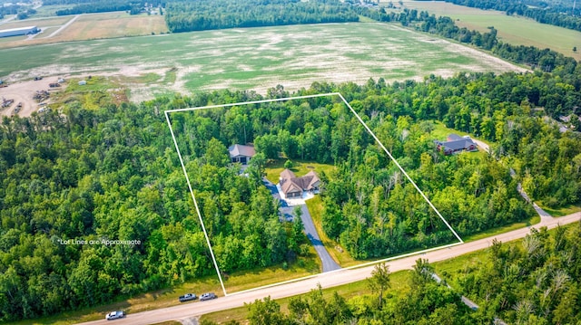 aerial view featuring a rural view