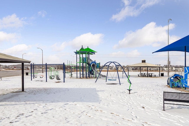 view of playground with a gazebo