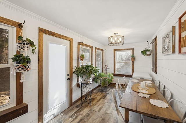 interior space with a chandelier