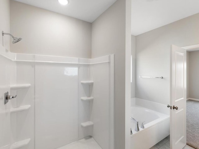 bathroom with independent shower and bath