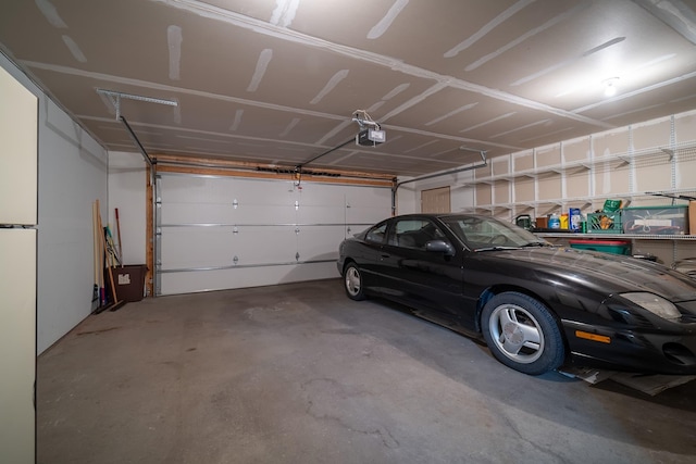 garage with a garage door opener