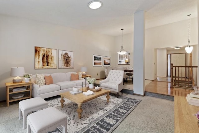 living room with light wood-type flooring