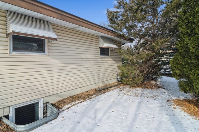 view of snow covered exterior