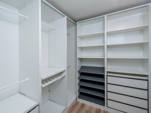 walk in closet featuring light wood-type flooring