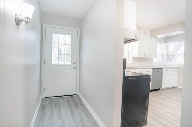 entryway with light hardwood / wood-style flooring and a wealth of natural light