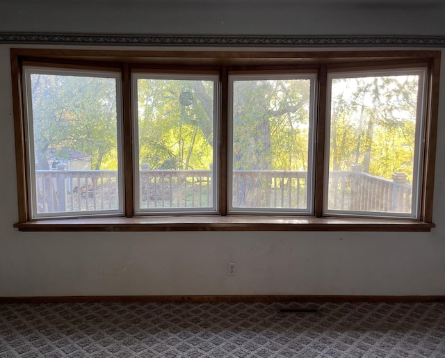 unfurnished room with carpet and a healthy amount of sunlight