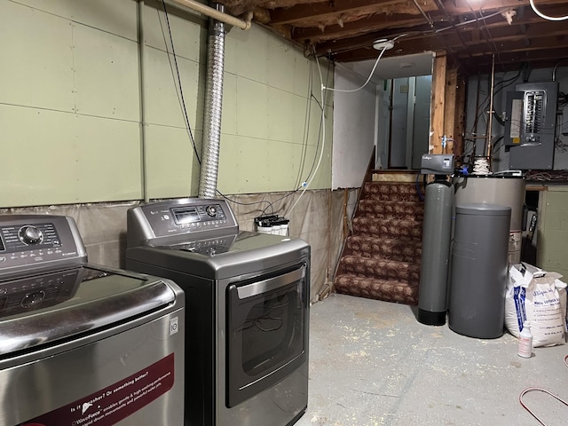 laundry area with separate washer and dryer and electric panel