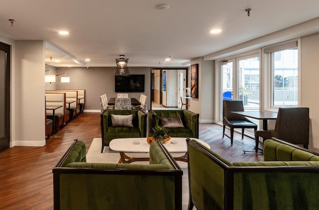 living room with hardwood / wood-style flooring