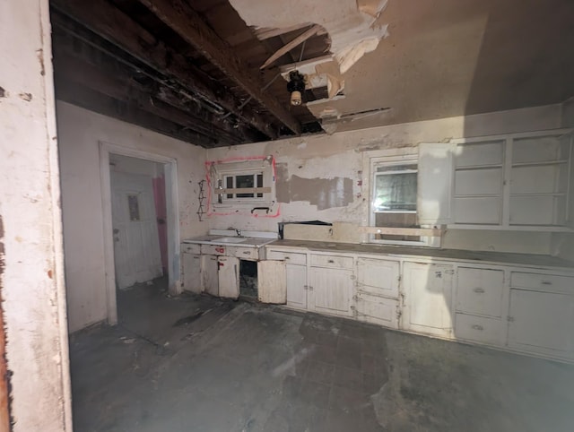 kitchen featuring sink and white cabinetry