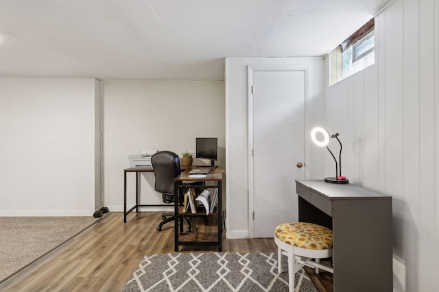 office space featuring wood-type flooring