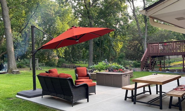 view of patio featuring a deck and an outdoor living space