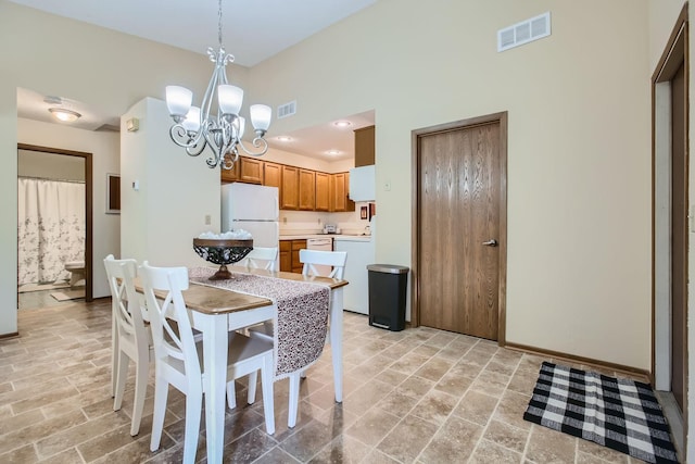 dining room with an inviting chandelier