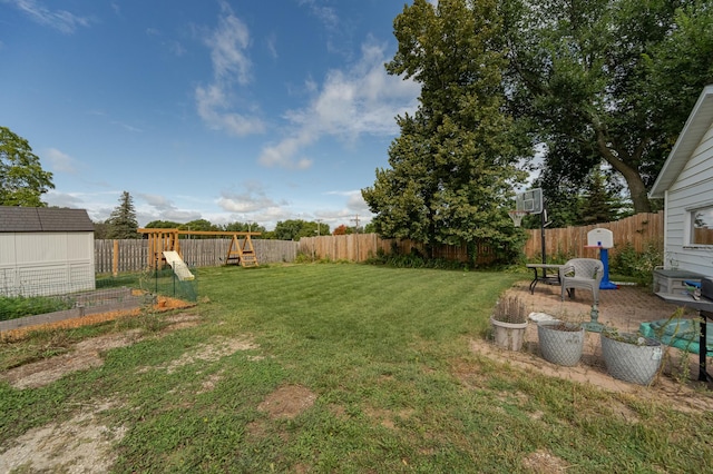 view of yard with a playground