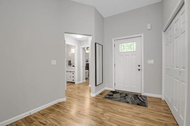 foyer entrance featuring light hardwood / wood-style flooring