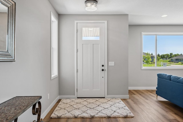 foyer featuring light hardwood / wood-style floors