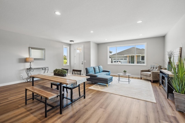 dining space featuring light hardwood / wood-style flooring