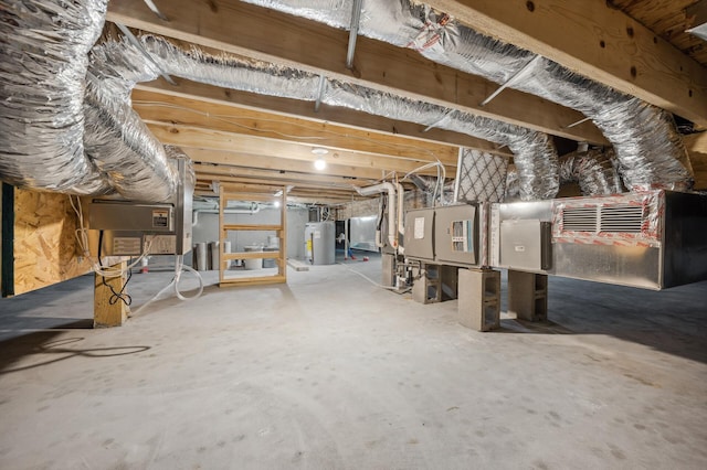 basement featuring water heater