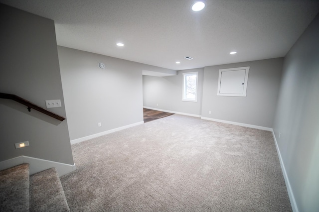 basement featuring carpet floors