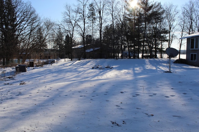 view of yard layered in snow