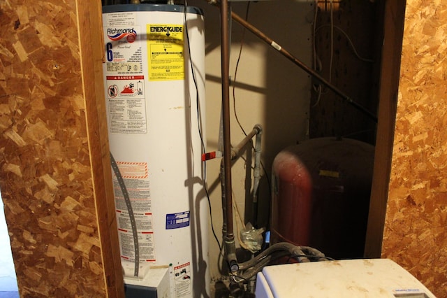 utility room with water heater