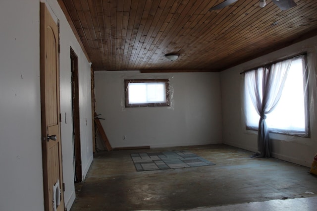 spare room featuring wood ceiling