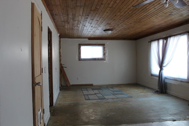 unfurnished room featuring wooden ceiling