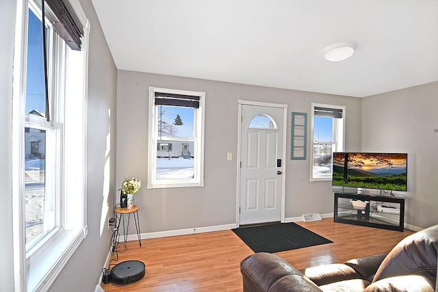 living room with light wood-type flooring