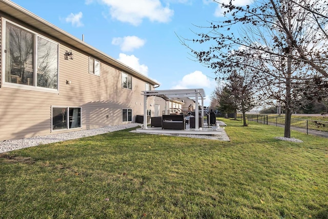 view of yard featuring a pergola and a patio