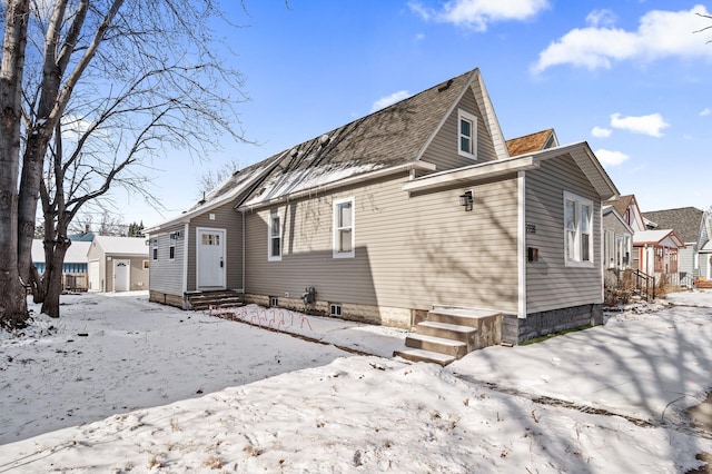 view of snow covered property