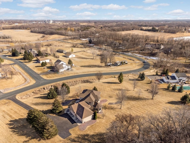 drone / aerial view with a rural view