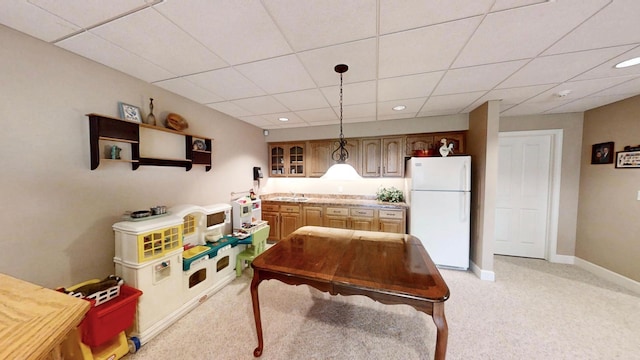 12326 Falk Trl, Northfield, MN 55057 - dining room featuring light colored carpet, a paneled ceiling, and recessed lighting