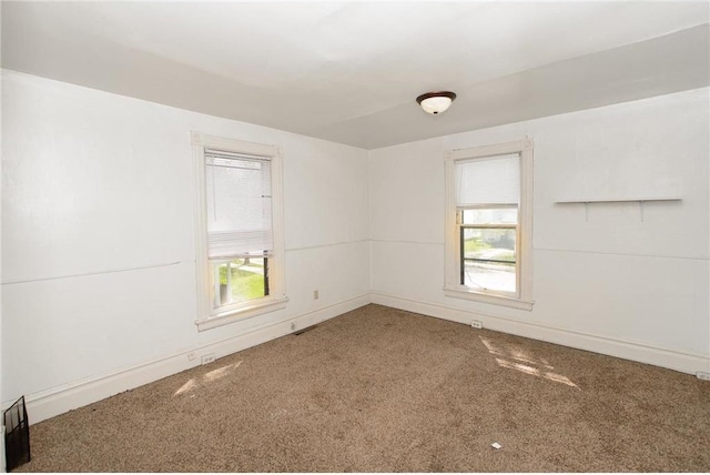 unfurnished room featuring carpet floors and a wealth of natural light