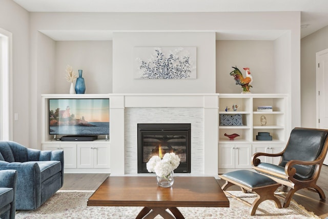 living room with hardwood / wood-style floors