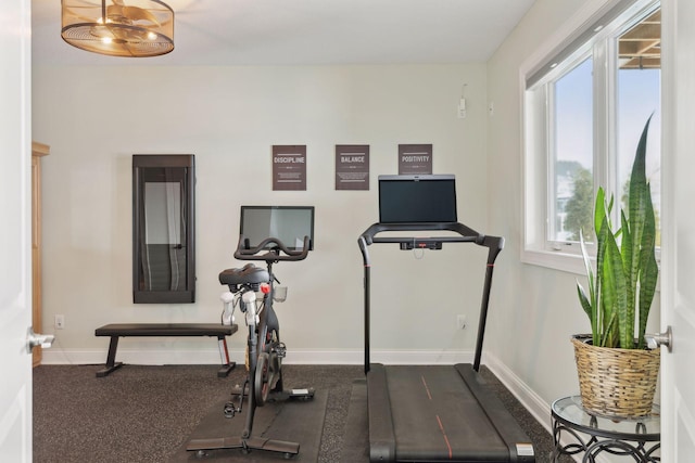 exercise room with plenty of natural light