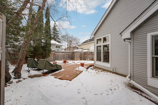 view of snow covered patio